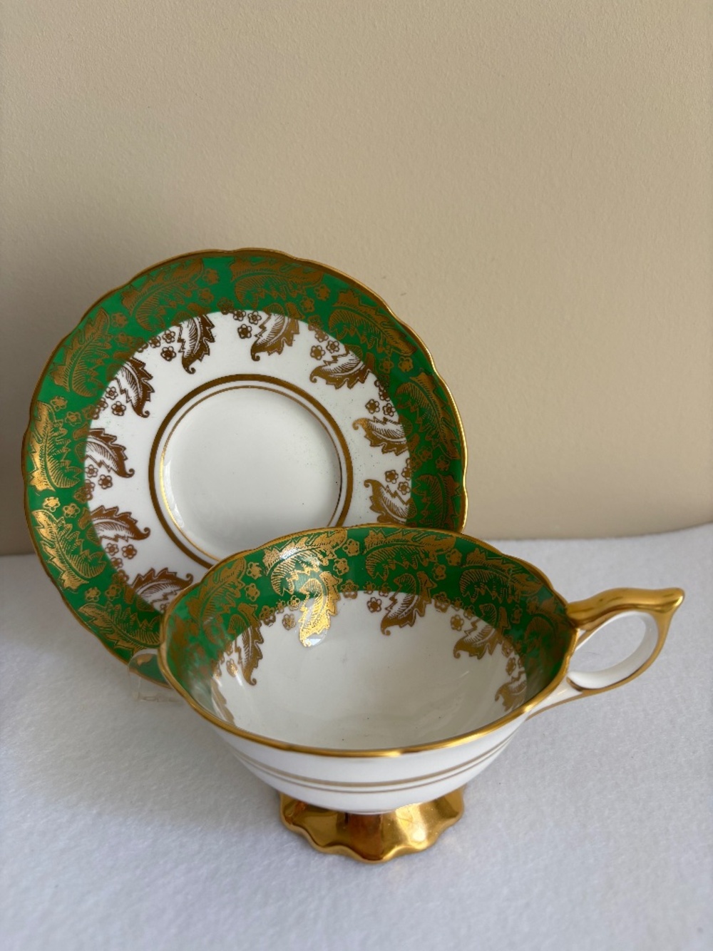 Royal Stafford Gold & Green Footed Cup & Saucer